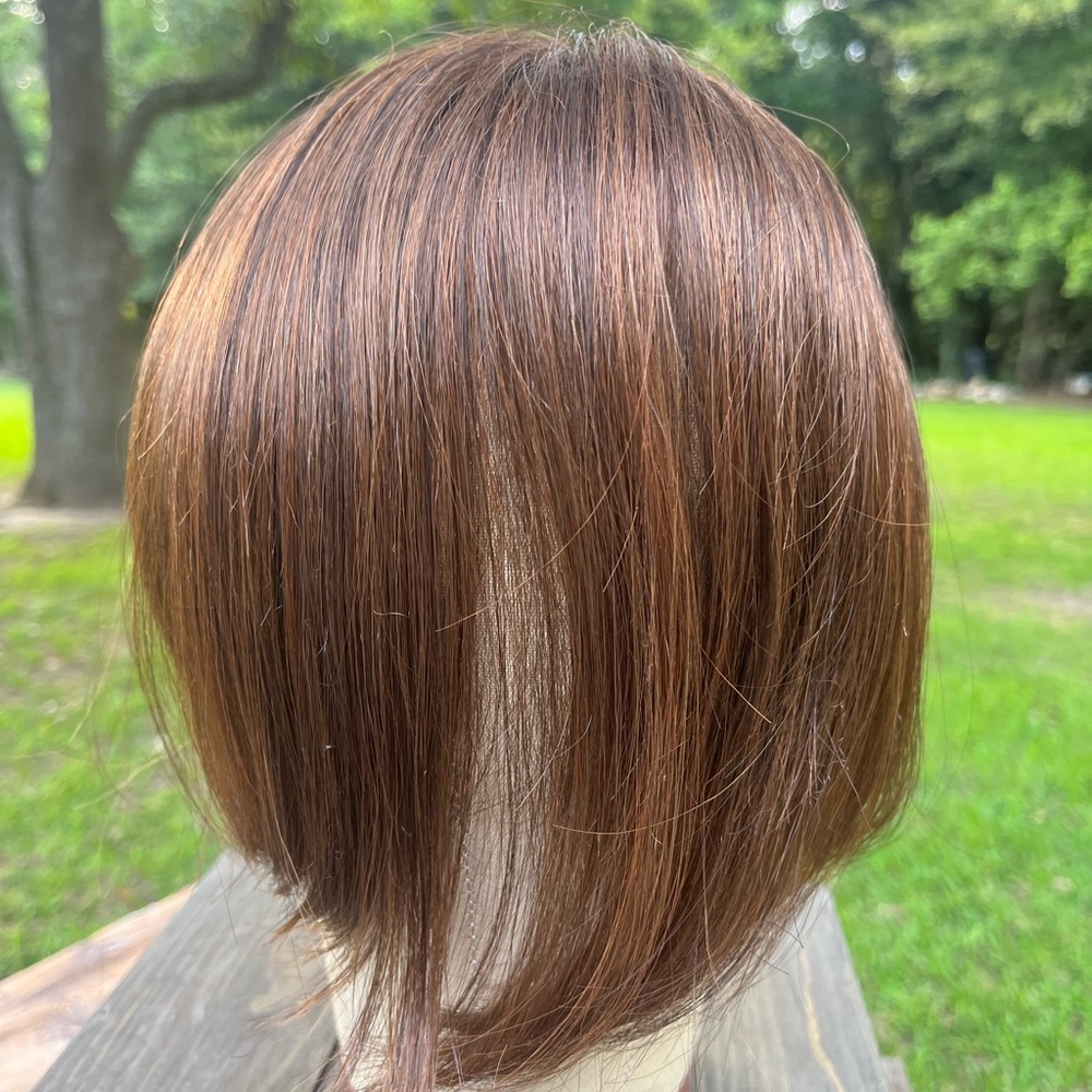 HAIR TOPPER CHIN LENGTH SOFT QUALITY RED AND BROWN SYNTHETIC FIBER CLIP IN HAIR - Picture 7 of 15
